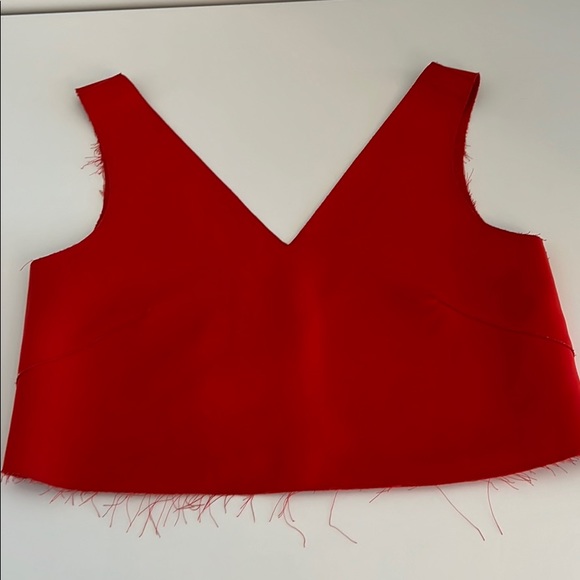 Self-Portrait Fire Engine Red Crop Top - Picture 1 of 3